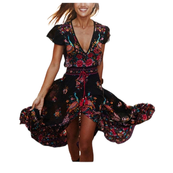 Women's High Low Small Maxi Dress - Picture 14 of 14